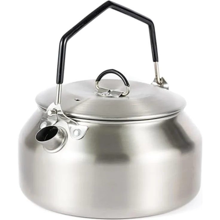 Hanseküche Edelstahl Wasserkessel 1L, Tragbarer Campingkessel mit klappbaren Griffen, Platzsparendes Design für Outdoor & Zuhause – Bild 1