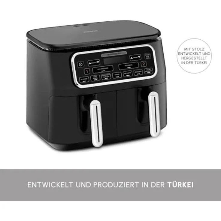 KARACA Air Pro Cook Duo Home Dinner XXXL 8 Liter Airfryer Black Chrome, Vielseitige Kochmöglichkeiten mit Circulation Air Tech – Bild 3