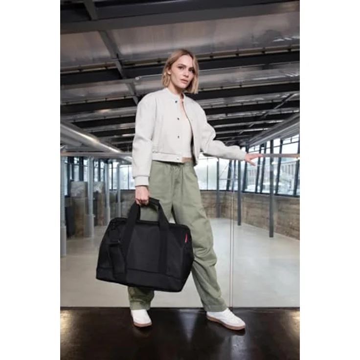 reisenthel allrounder L mesh black, Handtasche mit 30 Litern Volumen, schwarz, mit gepolsterten Tragegriffen und sechs Innenfächern – Bild 5