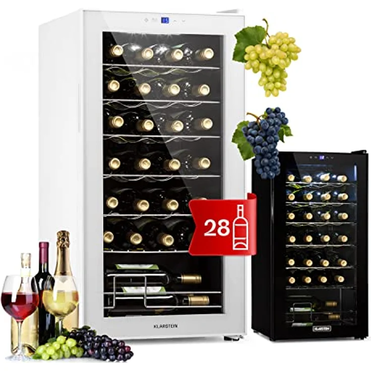Klarstein Shiraz 28 Uno Weinkühlschrank, freistehend, weiß, 28 Flaschen, Touch-Bedienfeld, 5 - 18 °C, Energieklasse G – Bild 2