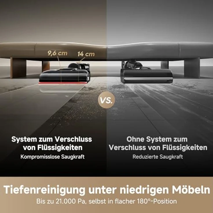 dreame H15S Nass- und Trockensauger, 21.000 Pa Saugkraft, KI-Roboterarm, 3-fache Kantenreinigung, verhedderungsfrei, flaches 180°-Design, App-Steuerung – Bild 3