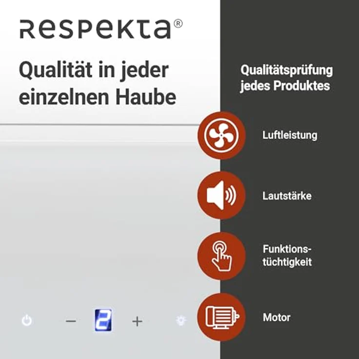 Respekta Schräghaube Lora 90 cm, Dunstabzugshaube in Weiß, EEK A++, 207,2 m³/h Luftstrom, Touch Control, LED-Beleuchtung – Bild 10