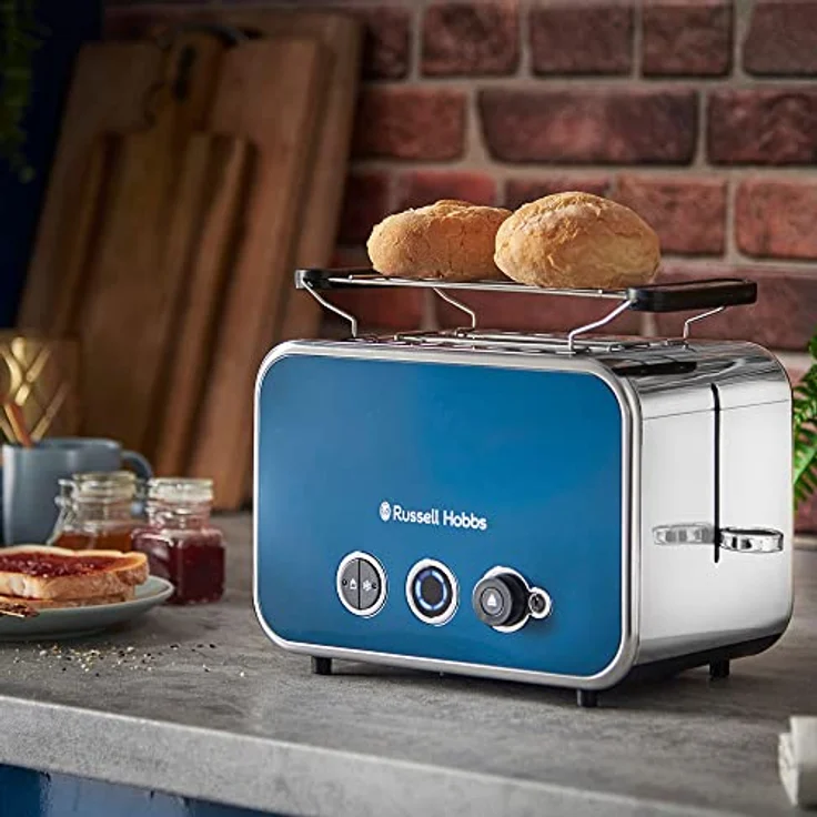 Russell Hobbs Toaster [für 2 Scheiben] Distinctions Edelstahl Ocean Blue (extra breite Toastschlitze,inkl.Brötchenaufsatz,6 Bräunungsstufen+Auftau-&Aufwärmfunktion, Lift&Look-Funktion, 1600W)26431-56 – Bild 2