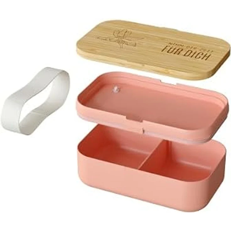 Rungassi Brotdose RELAX, Lunchbox mit Holzdeckel als Schneidebrett, BPA-frei, rosa – Bild 2