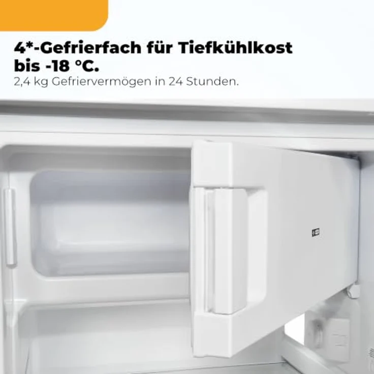 Exquisit KS516-4-HE-040D, Kühlschrank mit 109 l Nutzinhalt, elektronischer Temperaturregelung, niedrigem Geräuschpegel von 37 dB, in Weiß – Bild 6