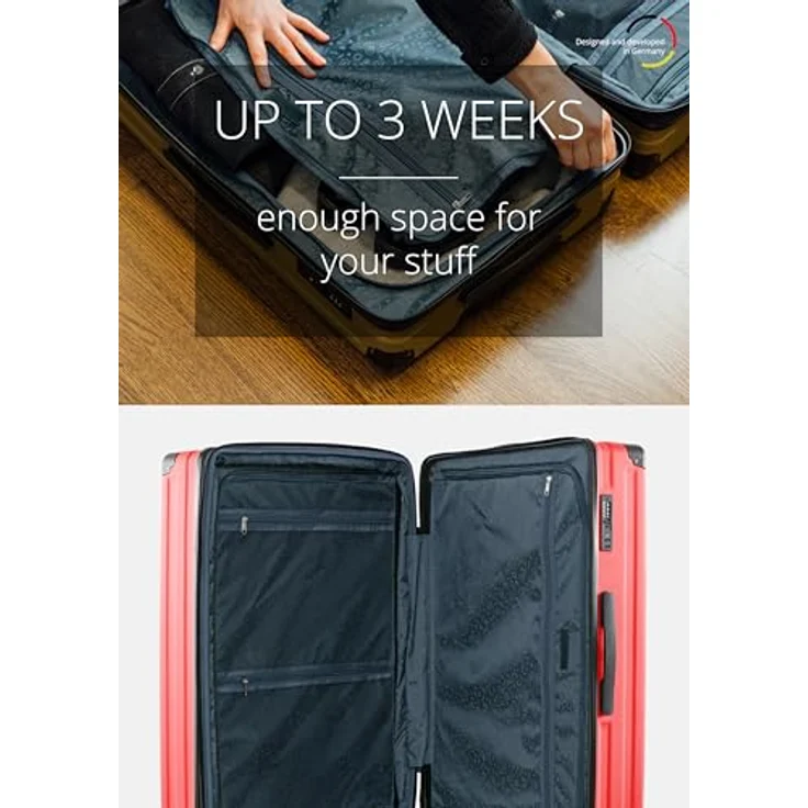 Hauptstadtkoffer Q-Damm - Großer Hartschalenkoffer, TSA, 4 Rollen, Check-In Gepäck mit 6 cm Volumenerweiterung, 78cm, 133 Liter, Koralle – Bild 3