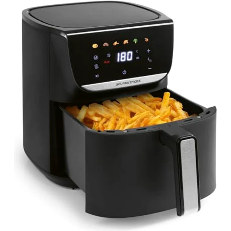 GOURMETmaxx AirGenius Heißluftfritteuse, 5,5 L Airfryer mit 7 Programmen, mattschwarz, LED-Touchscreen, für fettfreies Kochen von 3–5 Personen – Bild 1