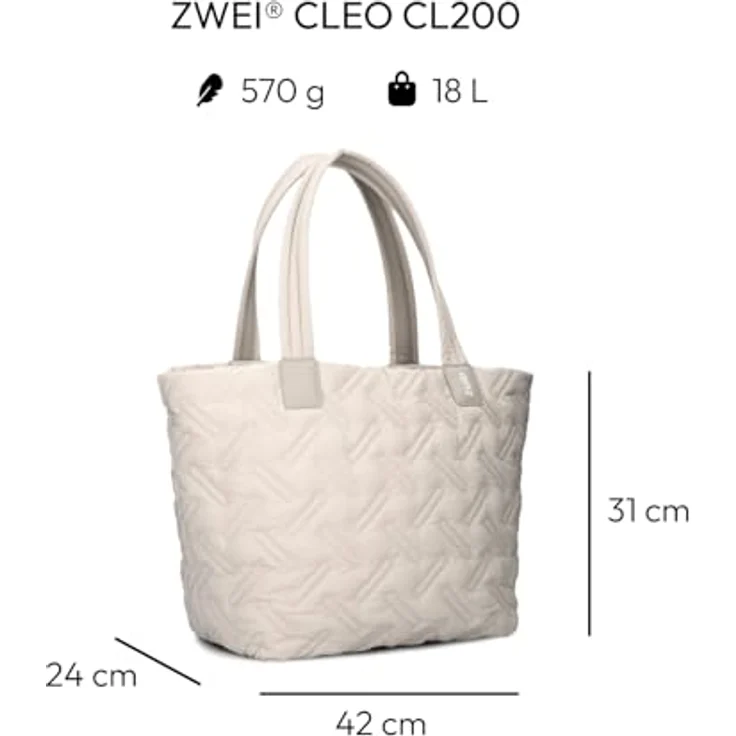 Zwei Cleo Shopper - Shopper 42 cm (sand), leicht und geräumig, mit abnehmbarem Schultergurt – Bild 2