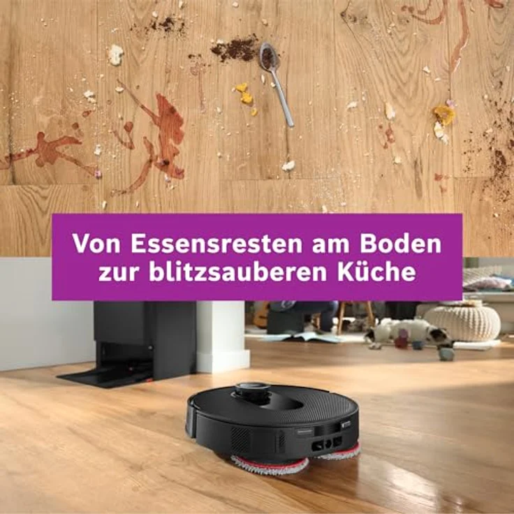 BOSCH Saugroboter Spotless Max BCRDW3B, 11.000 Pa Saugkraft, rotierende Wischpads, 70°C Selbstreinigung, Absaugstation, Carbon Bürste – Bild 22