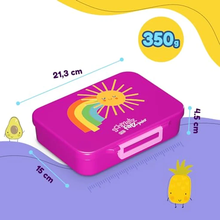 Schmatzfatz Lite Lunchbox, Unterteilte Brotdose für Kinder, BPA-frei, leicht und luftdicht – Bild 7