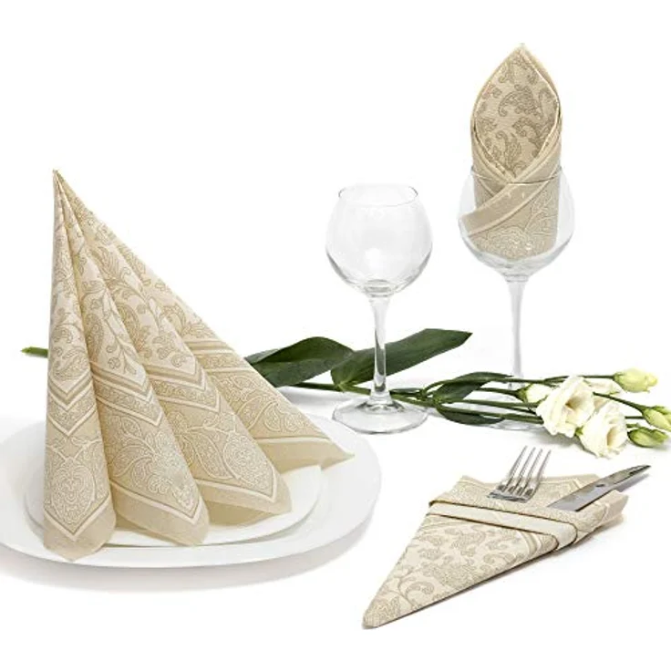 PAPSTAR Servietten ´ROYAL Collection Ornaments´, champagner – Bild 6