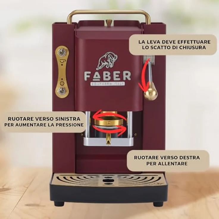 Faber Coffee Machines Faber Pro Deluxe 3.0 Kaffeepadmaschine, Messing-Details, kompatibel mit 44 mm ESE-Pads, Hygienischer Wassertank aus Glas – Bild 7