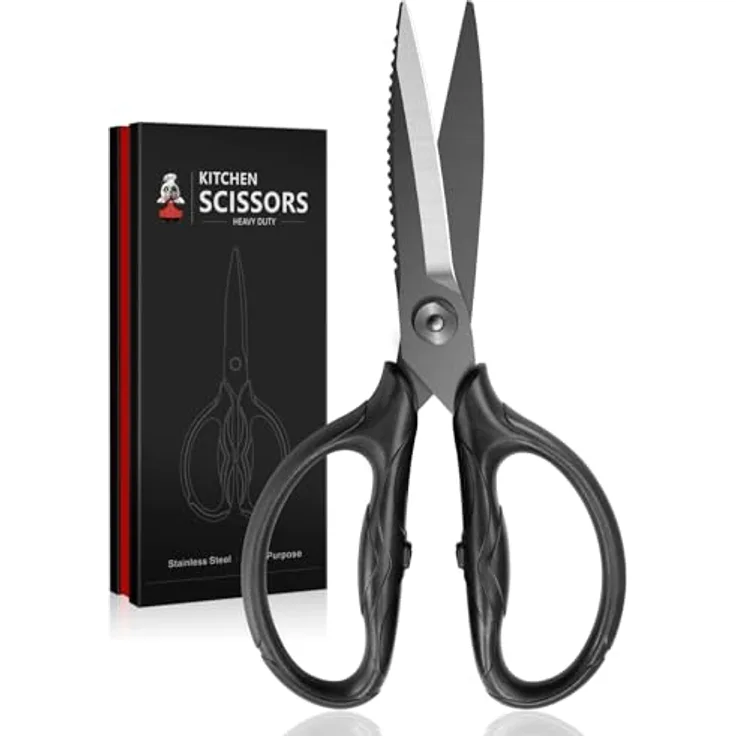 SHAN ZU Robuste Küchenschere 21,3 cm, titanbeschichtet, japanische Schere aus rostfreiem Karbonstahl, ergonomischer Griff, spülmaschinenfest