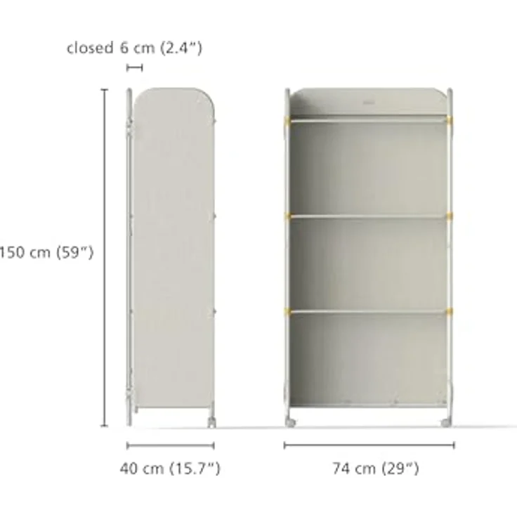Joseph Joseph Eclipse Wäsche-Trockengestell, 3-stufig verstellbar mit integrierter Stoffabdeckung, klappbar und mit Rollen, 14kg/14m Kapazität, Ecru – Bild 4