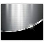 Tulup Schneidebrett Spritzschutz Abdeckung Herdabdeckplatte 2x30x52 cm Kochplattenabdeckung Silber Gehärtetes Glas - Metall Schwarz