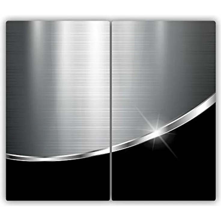 Tulup Schneidebrett Spritzschutz Abdeckung Herdabdeckplatte 2x30x52 cm Kochplattenabdeckung Silber Gehärtetes Glas - Metall Schwarz