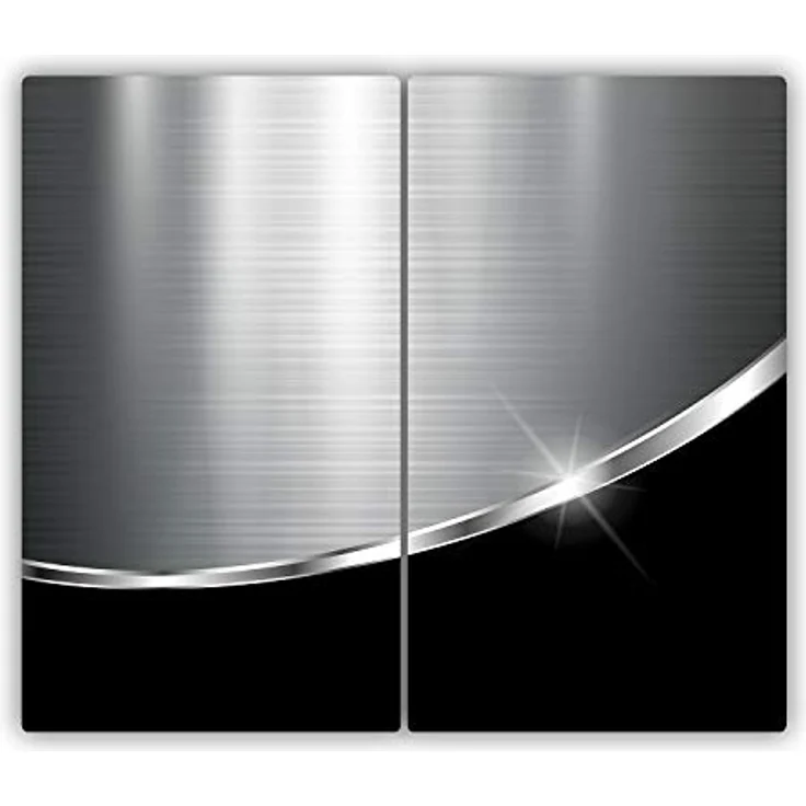 Tulup Schneidebrett Spritzschutz Abdeckung Herdabdeckplatte 2x30x52 cm Kochplattenabdeckung Silber Gehärtetes Glas - Metall Schwarz – Bild 1