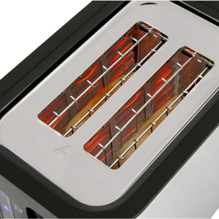 Russell Hobbs Toaster Heaton (extra breite Toastschlitze, 6 Bräunungsstufen, Hebefunktion, Auftau-, Aufwärm- & Stoppfunktion, Krümelschublade, Brötchenaufsatz, Edelstahl) 27390-56 – Bild 5