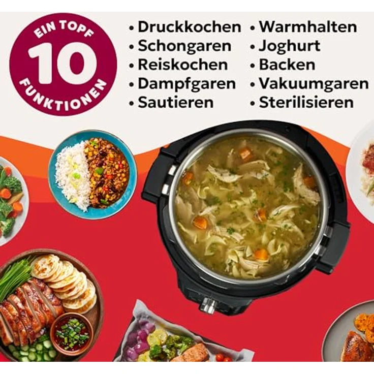 Instant Pot Pro 10-in-1 Multikocher, 7,6 l, 1400 W, Slow Cooker mit 5 Favoriten-Tasten, schwarz – Bild 7