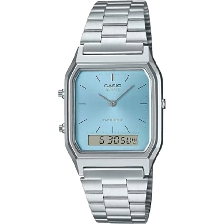 Casio Elegante Uhr AQ-230A-2A1, Quarzwerk mit Analog-Digital-Anzeige, türkis, klassisches Design mit Edelstahlarmband – Bild 1