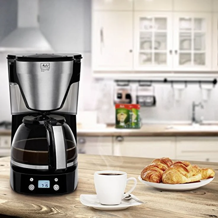 Melitta Easy Top Timer 1010-15, Filterkaffeemaschine mit Glaskanne, Programmierbare Warmhaltezeit, Schwarz-Edelstahl – Bild 2