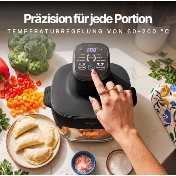 Seeger ClearFry Heißluftfritteuse, 1500 W, 2,5L + 4,5L Glasbehälter, 6 automatische Programme, PFAS-frei – Bild 3