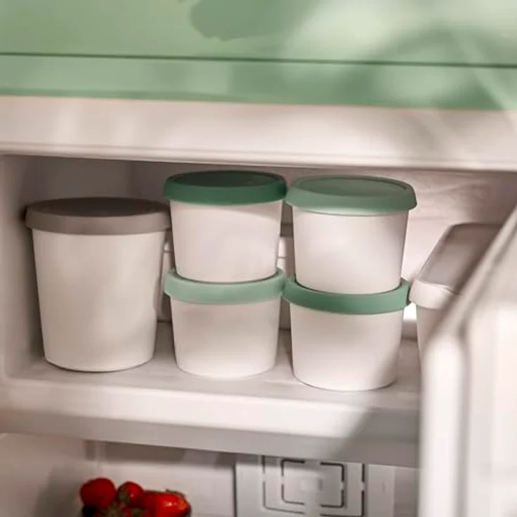 Springlane Kitchen 4er-Set Eisbehälter für Speiseeis 400 ml, BPA-frei, Farblich codiert in Hellgrün und Dunkelgrün – Bild 5