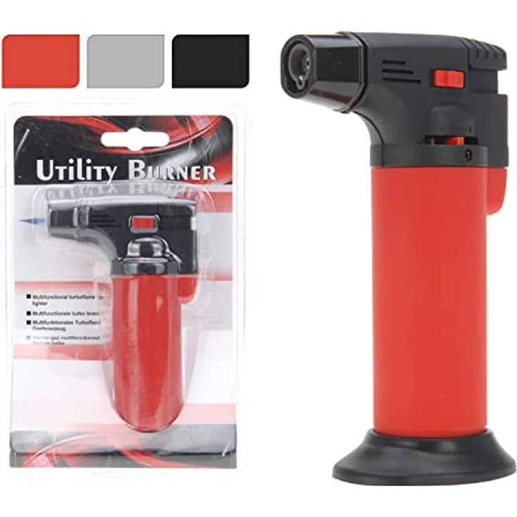ToCi Gasfeuerzeug Küchenbrenner Flambierer Anzünder Gasbrenner 11cm, nachfüllbarer Crème Brûlée Brenner Flambierbrenner mit Sicherheitsschloss für die Küche, Bunsenbrenner Jet Feuerzeug - Multifunktionales Sturmfeuerzeug in Farbe je nach Verfügbarkeit – Bild 3