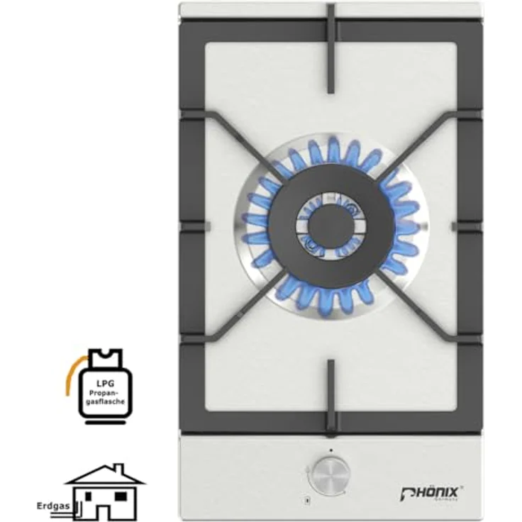 Phönix 301SL Gaskochfeld Edelstahl Gaskocher 1 flammig Einbau Kochmulde Propan-/ Erdgas, H-Gas – Bild 5