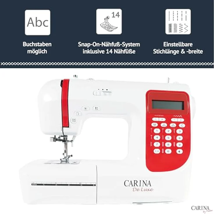 Carina Nähmaschine CARINA De Luxe Computer Nähmaschine, Über 210 Stichmuster, Aluminium Druckguss-Torso - Preisvergleich – Bild 2