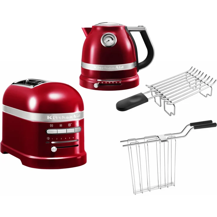 KitchenAid Toaster KitchenAid Artisan Wasserkocher, 2 Scheiben Toaster, Brötchenaufsatz, Chrom/schwarz - Preisvergleich