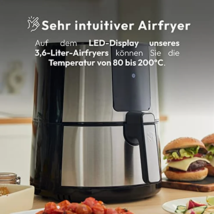 MasterPRO Rocket 360 | Hot Air Fryer | 3.6 L Capacity and 1500 W Power | LED Touch Screen and Non-Stick Coated Basket | Deep Fryer | Adjustable Temperature 80-200ºC – Bild 2