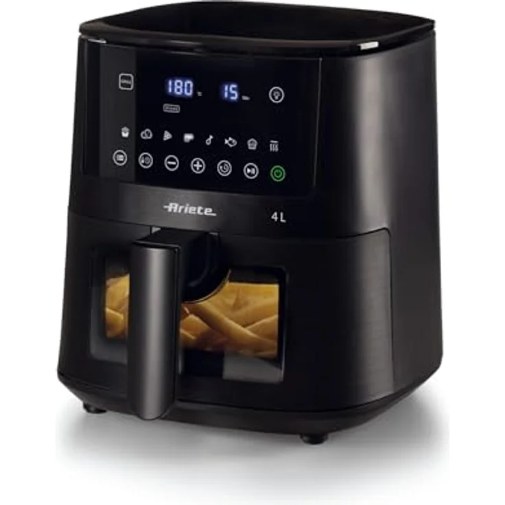 Ariete 4633 4L Heißluftfritteuse, 1400 W, 4L Fassungsvermögen, 9 Programme, Shake- und Grillfunktion, Temperatur bis 200°C, Schwarz – Bild 1