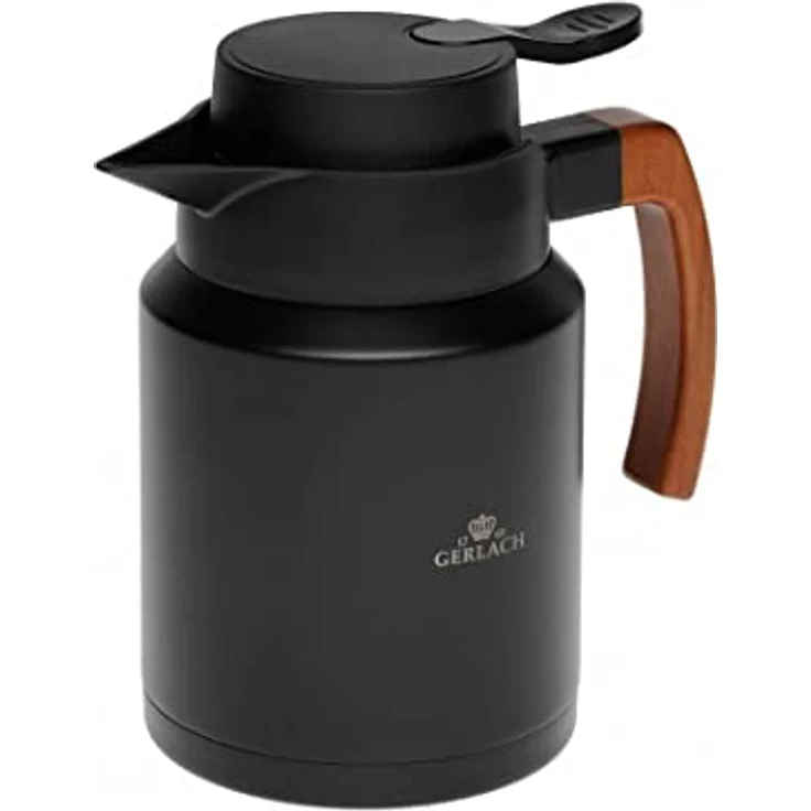 Gerlach Natur Isolierkanne Thermoskanne 1,2 L Thermo-Teekanne Kaffeekanne Aus Edelstahl Kanne Für Kaffee Tee Unterwegs Outdoor Hält 12 Stunden Heiß 6 Stunden Kalt Schwarz – Bild 5