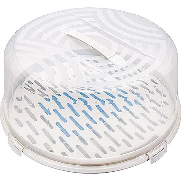 BranQ - Home essential runder Kuchenbehälter mit hoher Abdeckung, praktischem Tragegriff und mit Kühleinsatz, Kunststoff (PP) BPA-frei, creme/transparent, 334 x 156 mm – Bild 1
