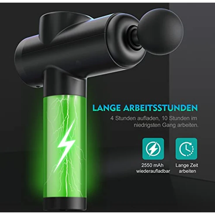 BURNNOVE Massagepistole Massage Gun für Nacken Schulter Tiefen Massagegerät mit 99 Geschwindigkeiten 8 Massageköpfen Elektrisches Handmassagegerät 2550 mAh LED Anzeige Touchscreen, Schwarz – Bild 3