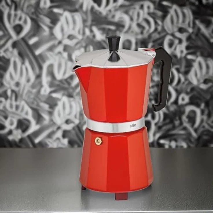 Cilio Espressokocher Classico, Aluminium für 6 Tassen, rot – Bild 3