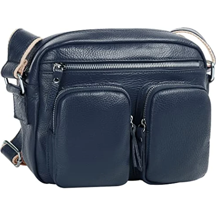 Samantha Look Umhängetasche, Damen Leder, 100% Rindleder, Made in Italy, 22 x 26 x 7 cm, verstellbarer Schultergurt – Bild 4
