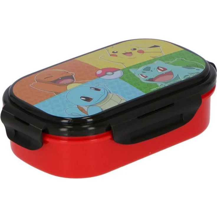 POKÉMON Lunchbox Brotbox mit Besteck, Vielseitige Pausenbox, blau