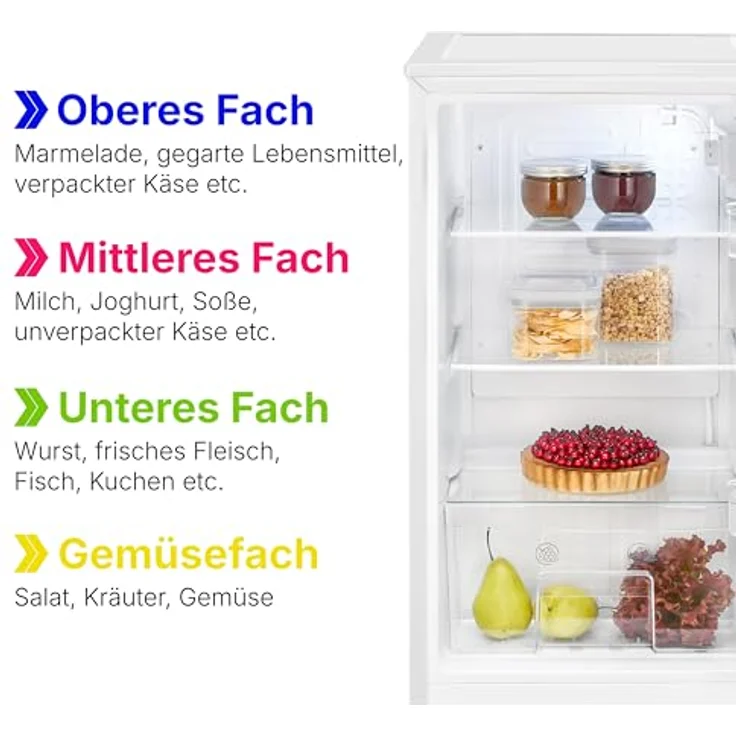 Bomann VS 7255 Kühlschrank, 87l Standgerät in Weiß mit 3 Glasablagen, Gemüsefach und stufenloser Temperaturregelung – Bild 7