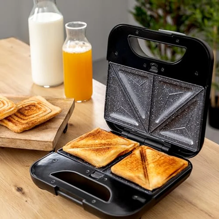 Cecotec Sandwichmaker Rock’nToast Combo, 3-in-1 mit RockStone-Beschichtung, Edelstahl, 800 W, 3 Platten für Sandwiches und Grillen – Bild 5