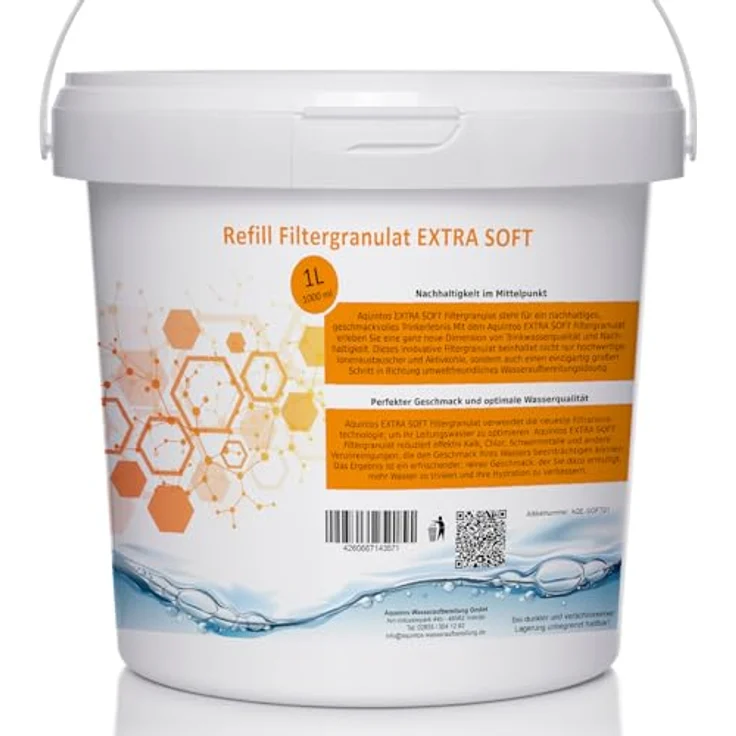 Refill Filtergranulat Ersatz für BWT soft und Aarke Pure Clean + Taste EXTRA SOFT Filtergranulat von Aquintos (1L ESOFT) – Bild 1