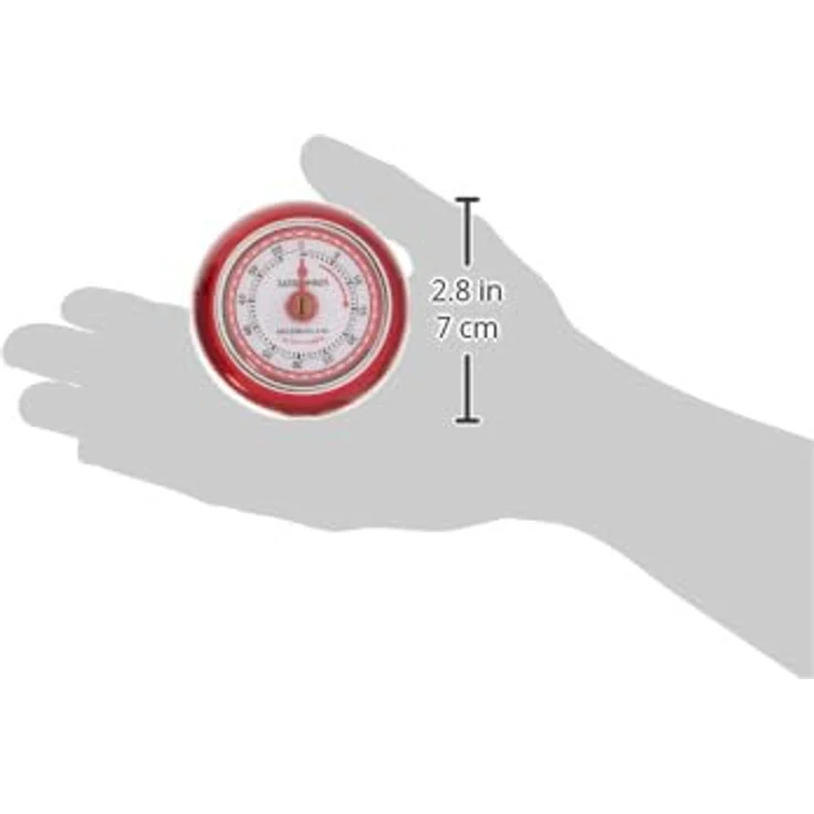 Zassenhaus Küchentimer SPEED |Kurzzeitwecker aus Metall | Magnetisch | Mechanischer Betrieb | Keine Batterie benötigt | Kurzzeitmesser im Nostalgie Design | Rot Metallic – Bild 5