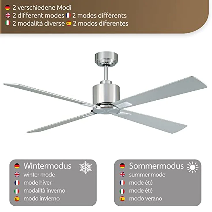 Lucci Air Deckenventilator, Airfusion Climate DC mit neuer, energiesparender Technologie, chrom gebürstet 210520 – Bild 5