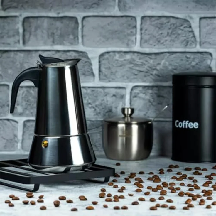 KING HOFF Espressomaker Italienische, 450ml für 9 Tassen, Edelstahl mit nicht heizendem Kunststoffgriff, für alle Herdarten geeignet – Bild 3