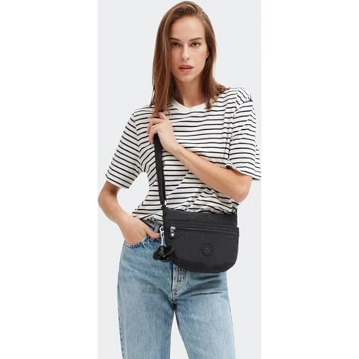 KIPLING Umhängetasche Basic Eyes Wide Open, kleines Format in Black Noir, mit mehreren Zipperfächern und verstellbarem Schulterriemen – Bild 7