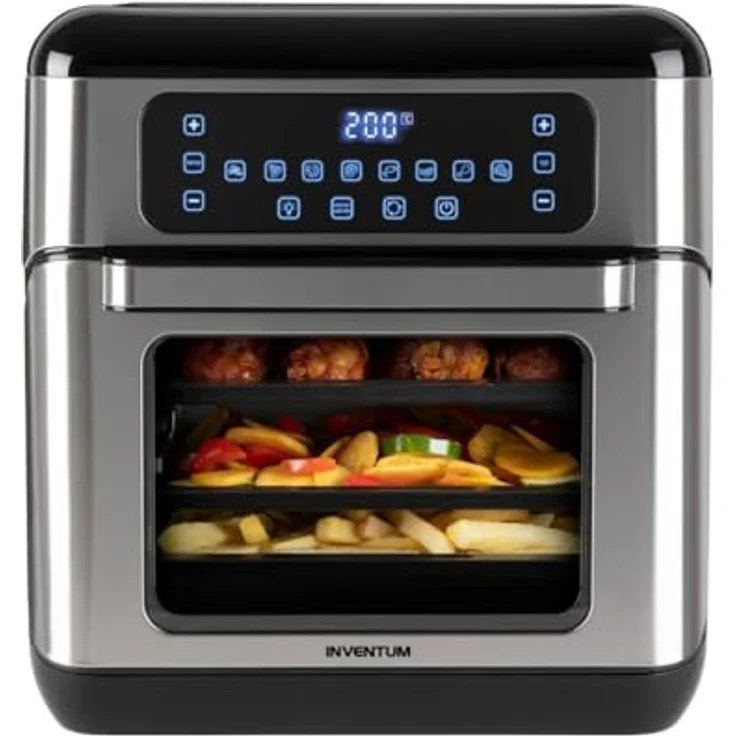 Inventum GF1200HLD - Airfryer oven - Heteluchtfriteuse met roterende mand - Inhoud 12 liter - Zwart/RVS, Kleinbackofen – Bild 3