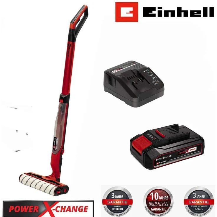 Einhell Hartbodenreiniger CLEANEXXO 18V Akku 2.5 Ah 290 mm Bürstenwalz mit BOOST-Modus und Selbstreinigungsfunktion