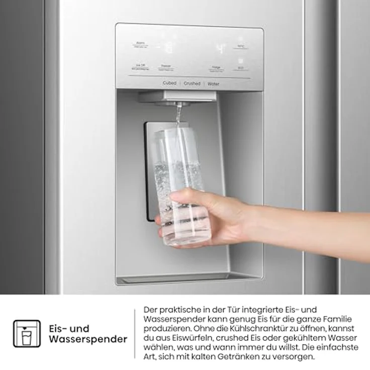 Hisense RS5P528STIE, Side-by-Side Kühl-Gefrier-Kombination in Edelstahl, 347 Liter Nutzinhalt, No-Frost-Technik, für 3-4 Personen, Energieeffizienzklasse E – Bild 4