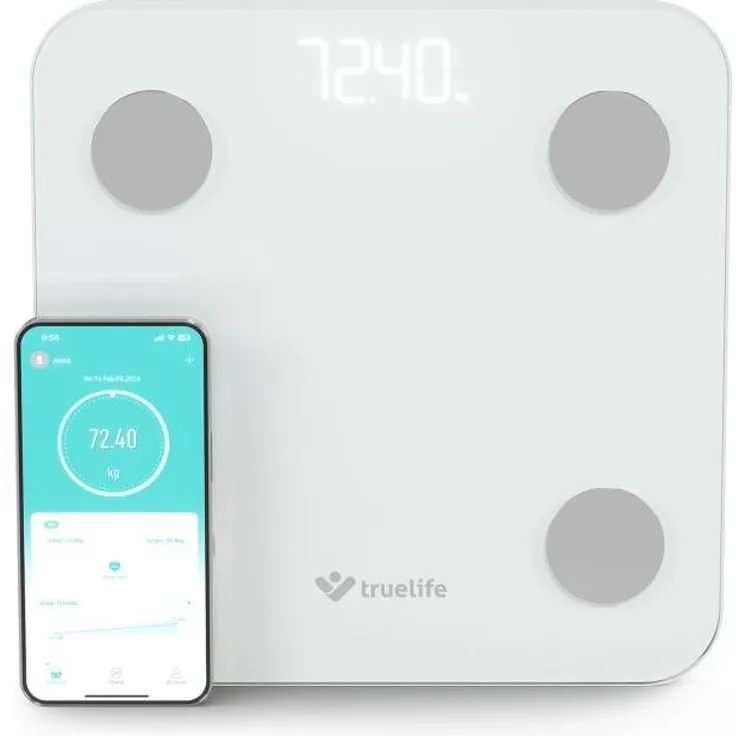 Truelife FitScale W1, Personenwaage in Weiss, präzise Gewichtsmessung und modernes Design